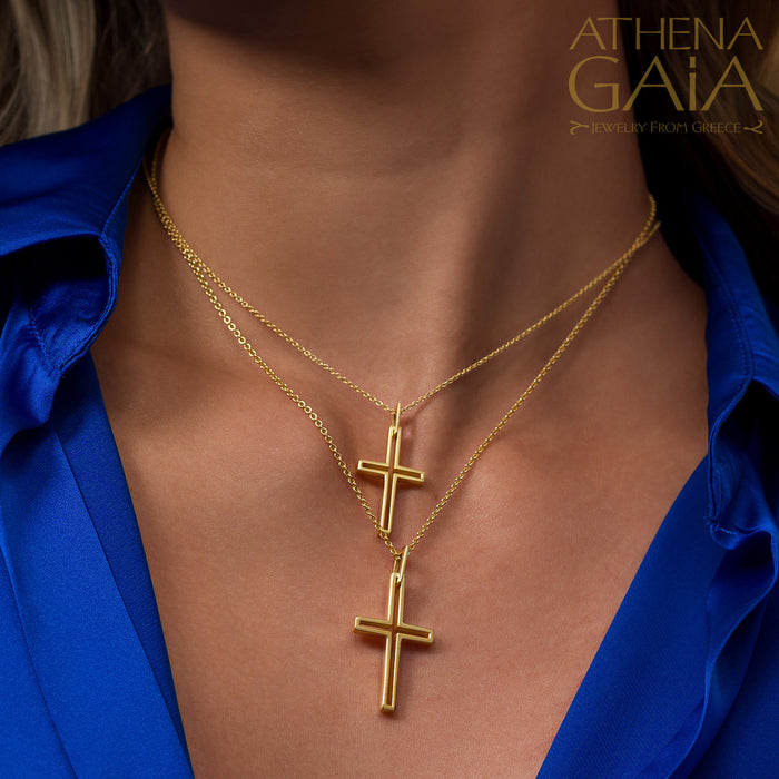 Shadow and Light Open Latin Cross (Large) - 18k Gold - Orthodox Cross