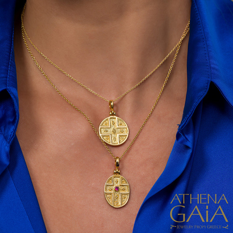 Oval Konstantinata - 18k Gold - Byzantine Embroidery Konstantinata