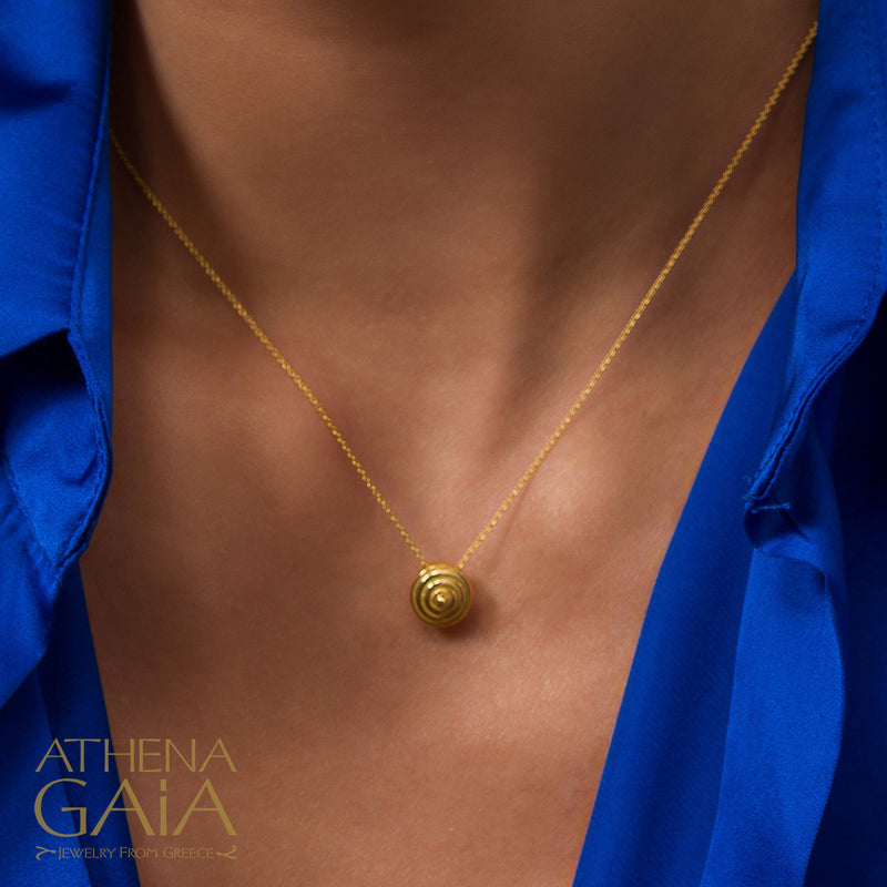 Cycladic Idols Spiral Pendant Necklace - 18k Gold Necklace
