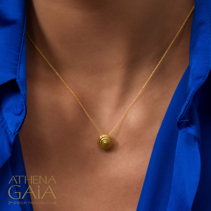 Cycladic Idols Spiral Pendant Necklace - 18k Gold Necklace