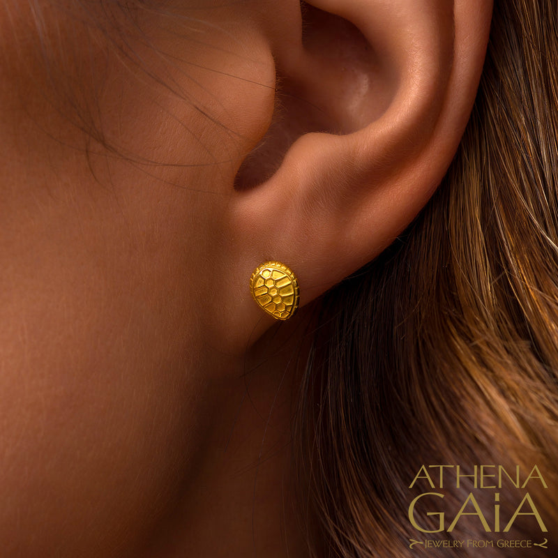 Cosmos Tortoise Post Earrings - 18k Gold Earrings