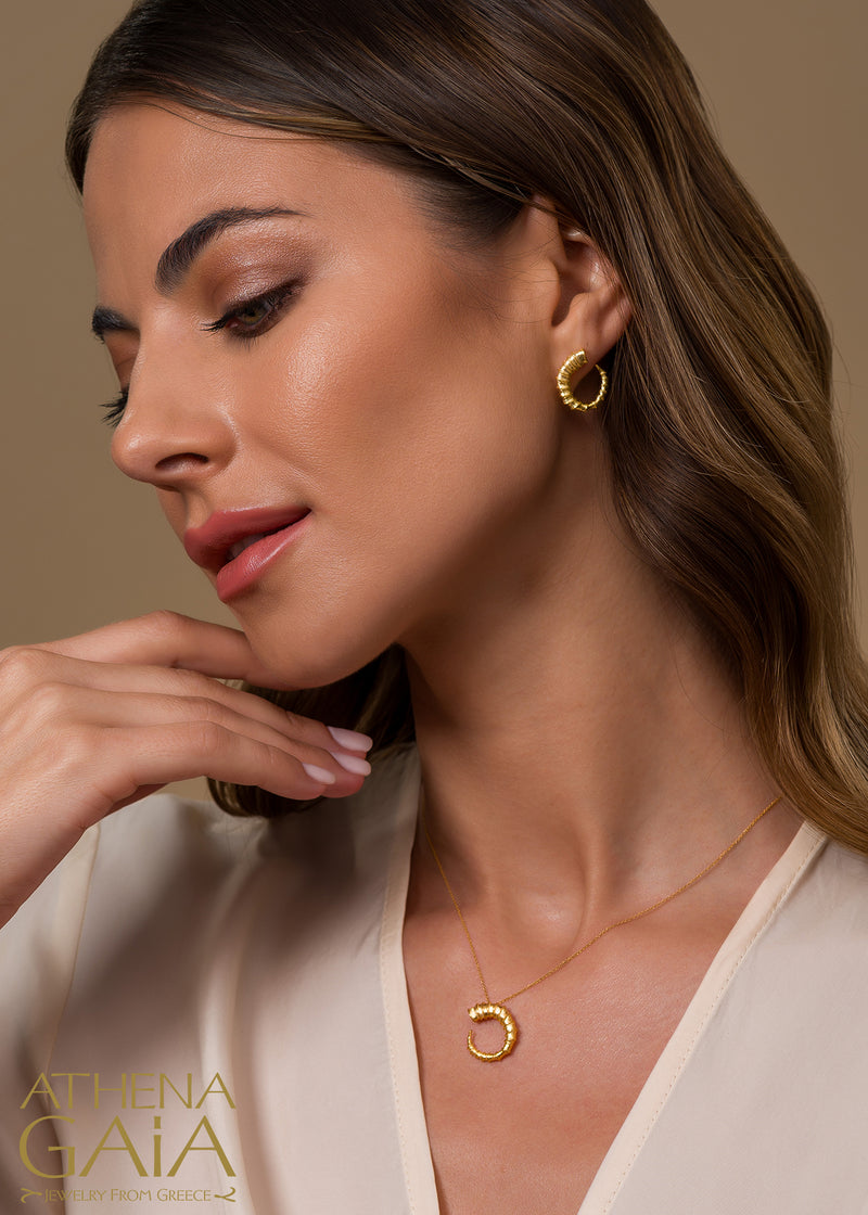 Ram Horn Earrings (Small) - 18k Gold - Hoop Earrings