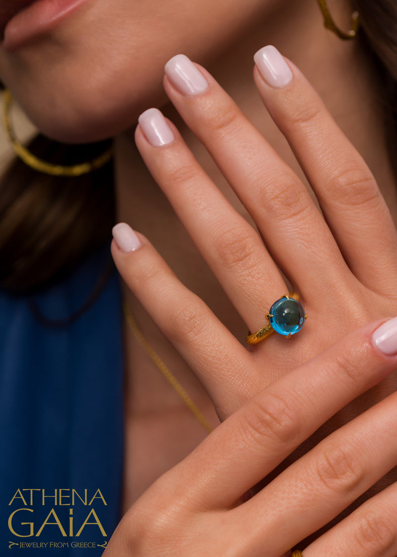 Four Seasons Winter Stone Ring - 18k Gold Ring - Cocktail Ring