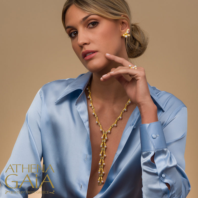 Four Seasons Convertible Full Winter Pearl Necklace - 18k Gold Necklace