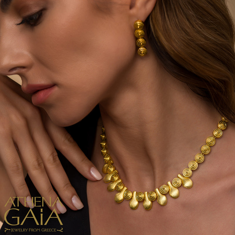 Cycladic Idols 4 Station Earrings - 18k Gold Earrings - Chandelier Earrings