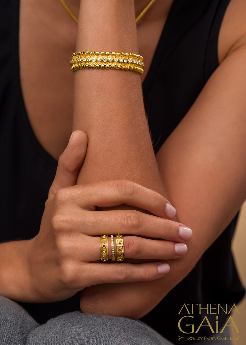 Thin Block Ring - 18k Gold Ring - Stackable Ring