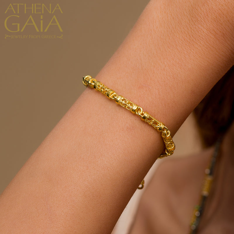 Byzantine Embroidery River Bracelet - 18k Gold Bracelet