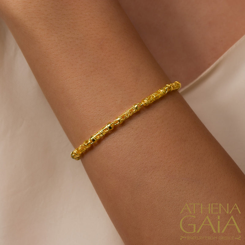 Byzantine Embroidery River Bracelet - 18k Gold Bracelet