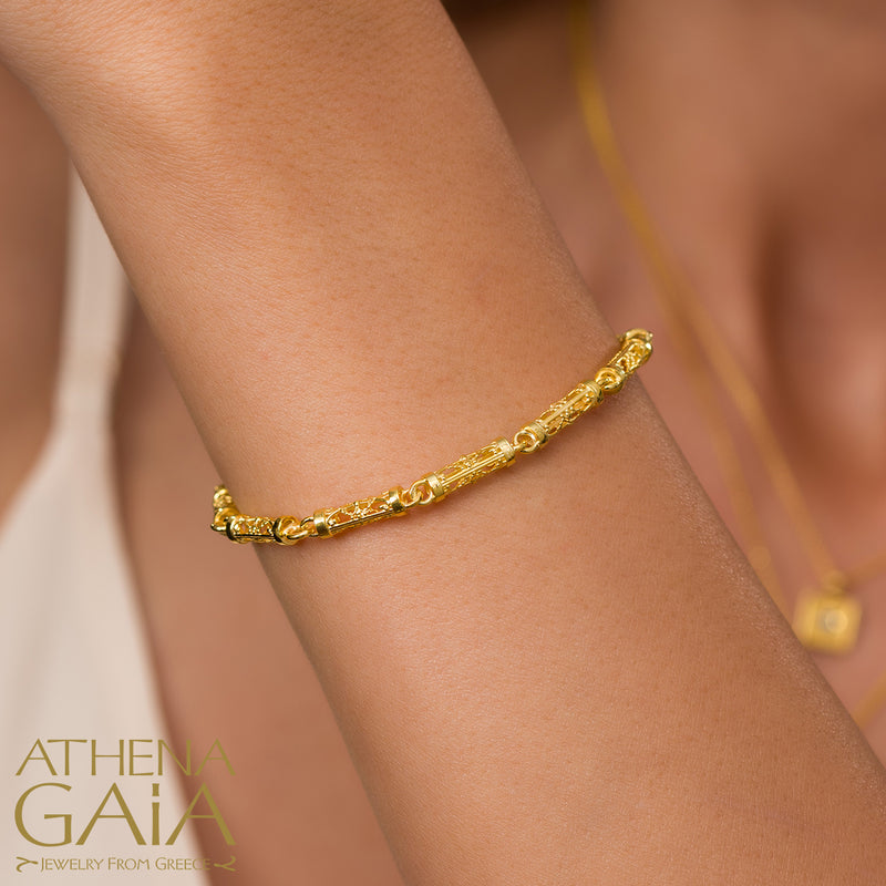 Byzantine Embroidery River Bracelet - 18k Gold Bracelet