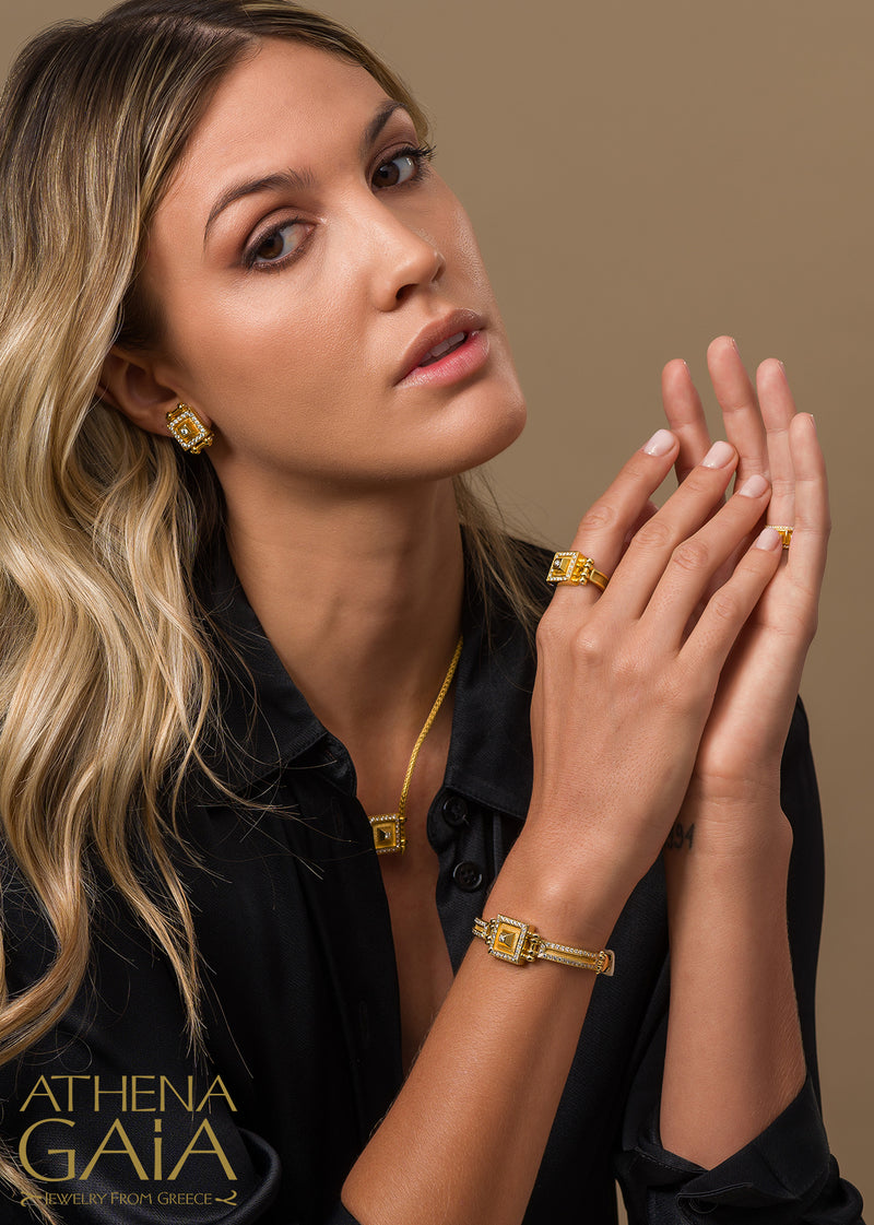 Shadow and Light Double-Bar Diamond Ring - 18k Gold Ring