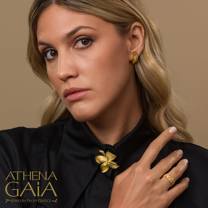 Golden Peonies Brooch/Pendant - 18k Gold Pendant