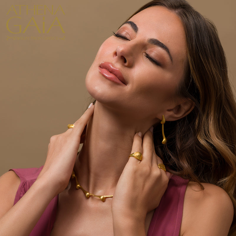 Ocean Waves Sea Pebble Ring - 18k Gold Ring - Signet Ring