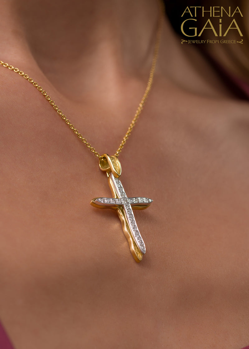 Veiled Earth Scripts "Stalactites" - 18k Gold - Latin Cross