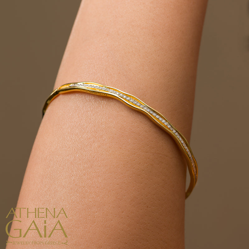 Veiled Earth Scripts "Stalactites" Bracelet- 18k Gold - Solid Bangle Bracelet