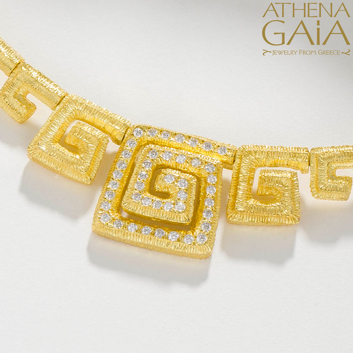 Meander Full Necklace - 18k Gold Necklace