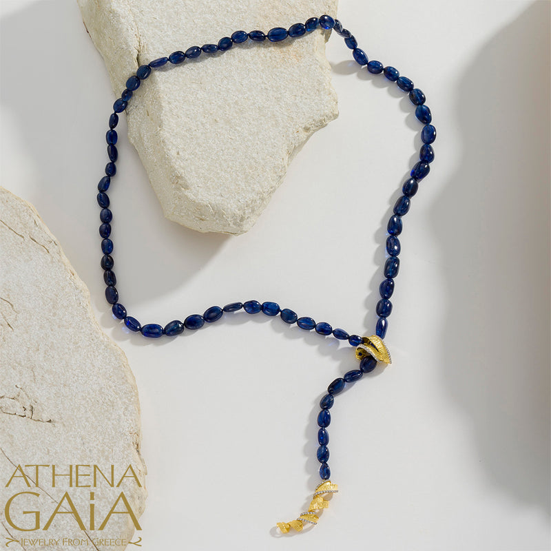 Ribbons Blue Sapphire River Necklace - 18k Gold Necklace