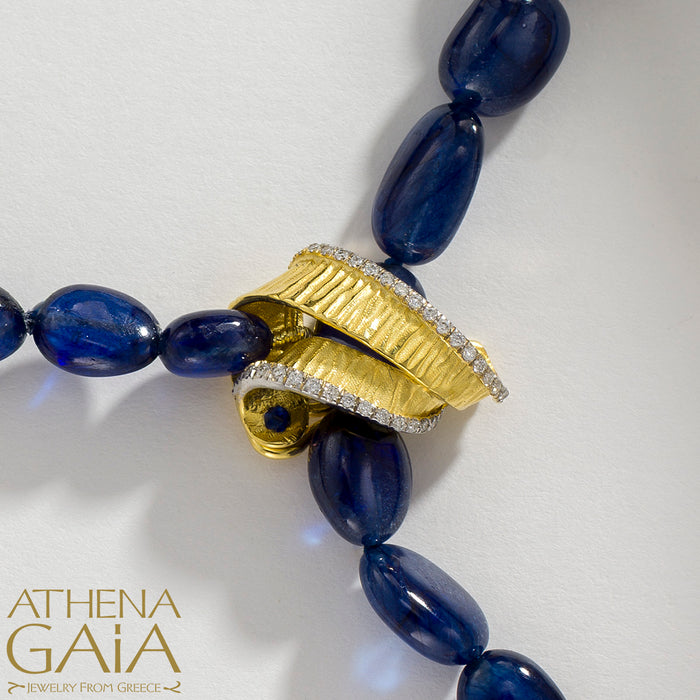 Ribbons Blue Sapphire River Necklace - 18k Gold Necklace