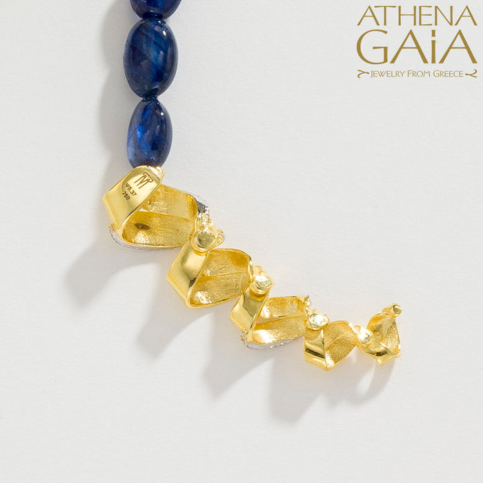 Ribbons Blue Sapphire River Necklace - 18k Gold Necklace