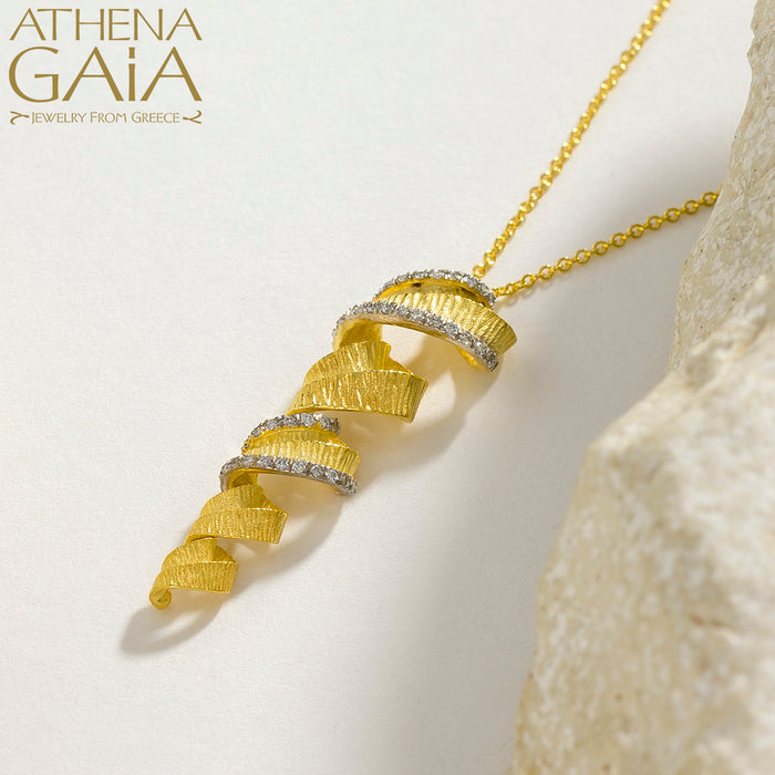 Ribbons Pendant Necklace - 18k Gold Necklace