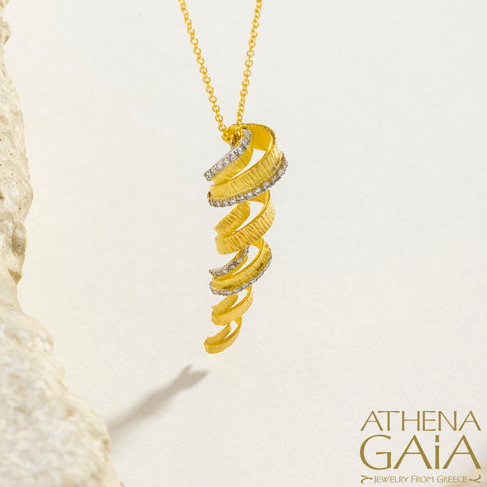 Ribbons Pendant Necklace - 18k Gold Necklace