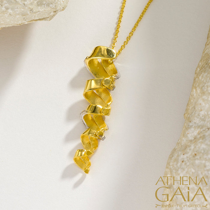 Ribbons Pendant Necklace - 18k Gold Necklace