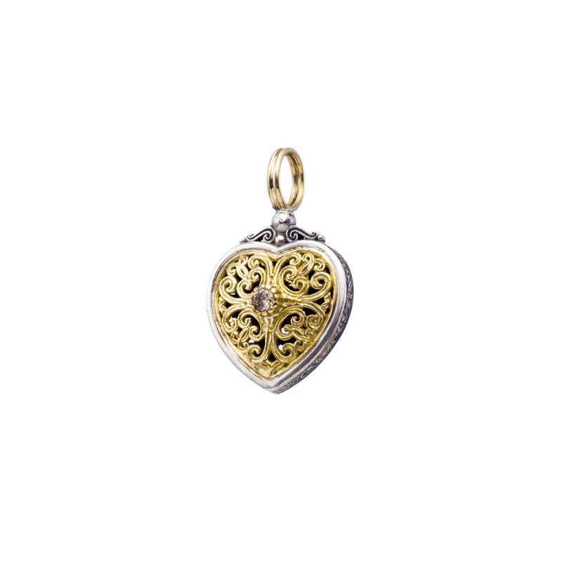 Mediterranean Heart with Gemstone Pendant - 18k Gold & Sterling Silver Pendant