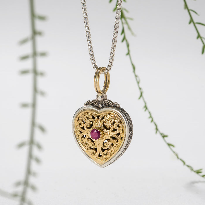 Mediterranean Heart with Gemstone Pendant