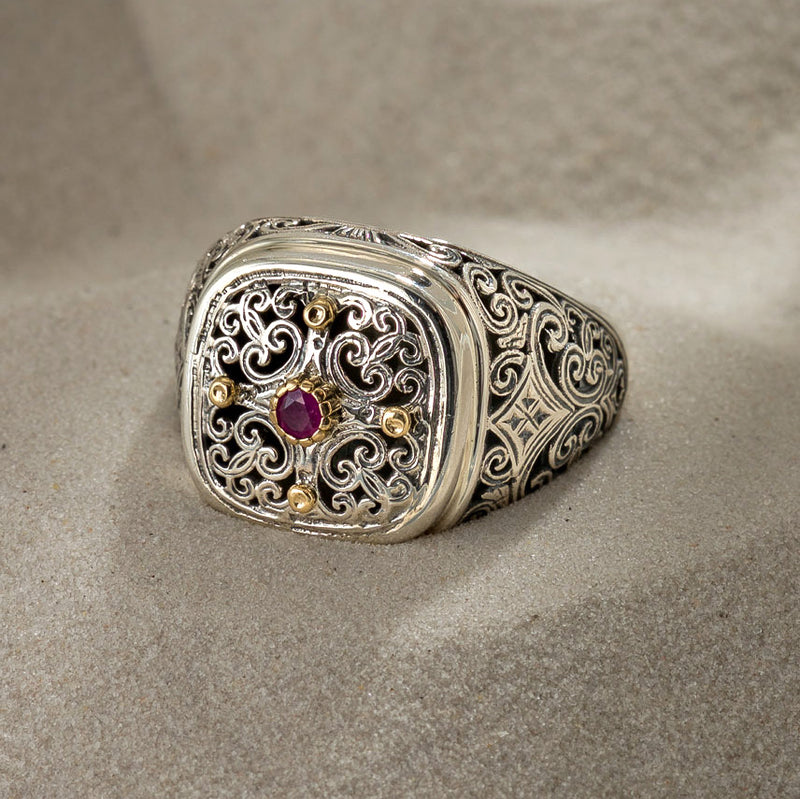 Mediterranean Astraea  Band Ring - 18k Gold & Sterling Silver Ring - Club Ring