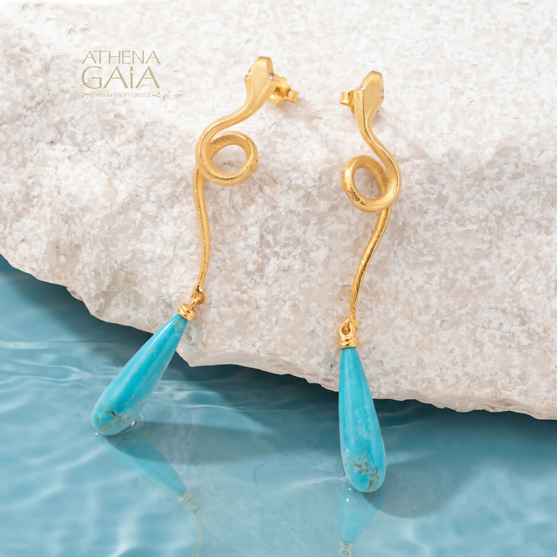 Mythology Snakes Earrings - 18k Gold Earrings - Chandelier Earrings