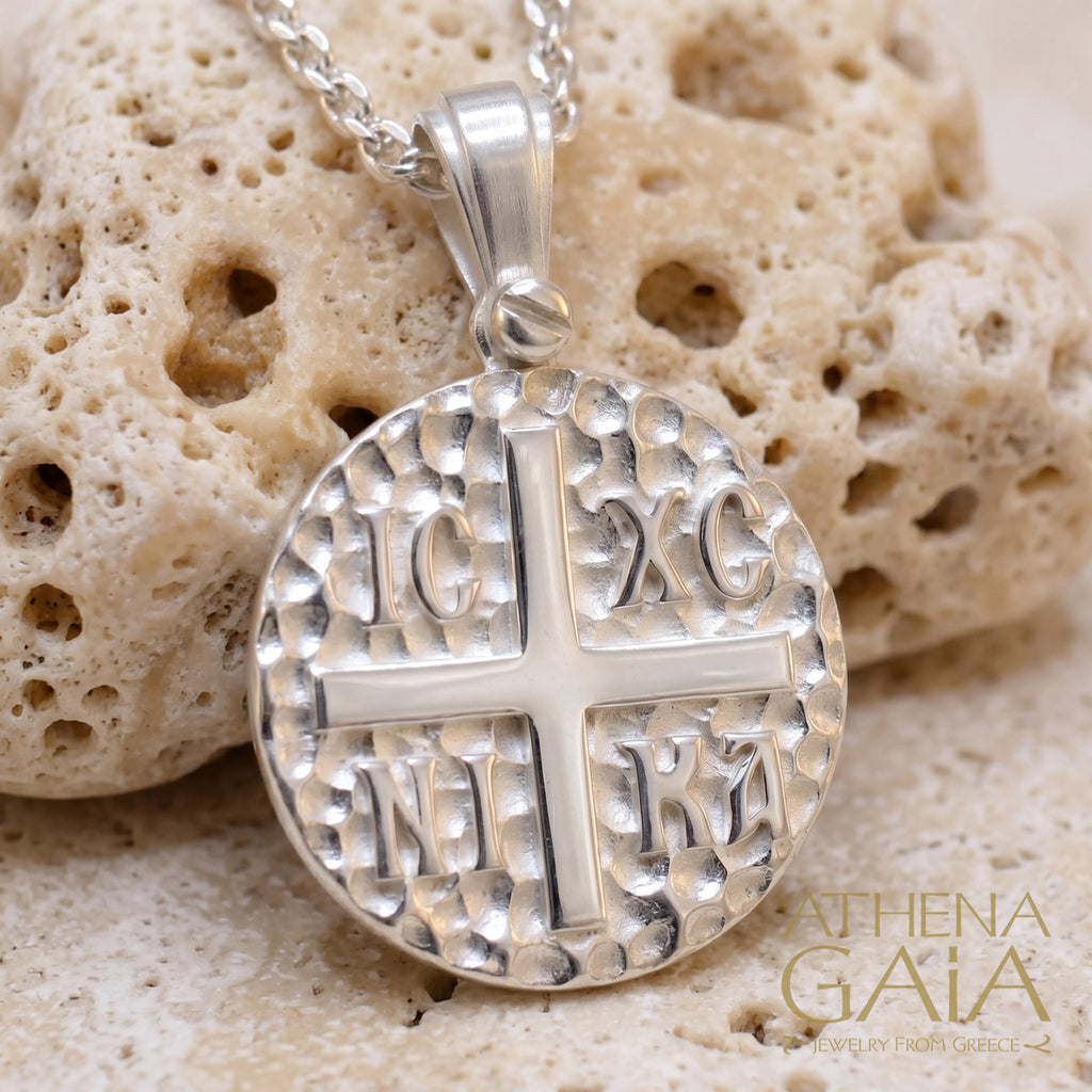 ICXC NIKA Konstantino and Eleni Cross - Sterling Silver - Coin Konstantinata