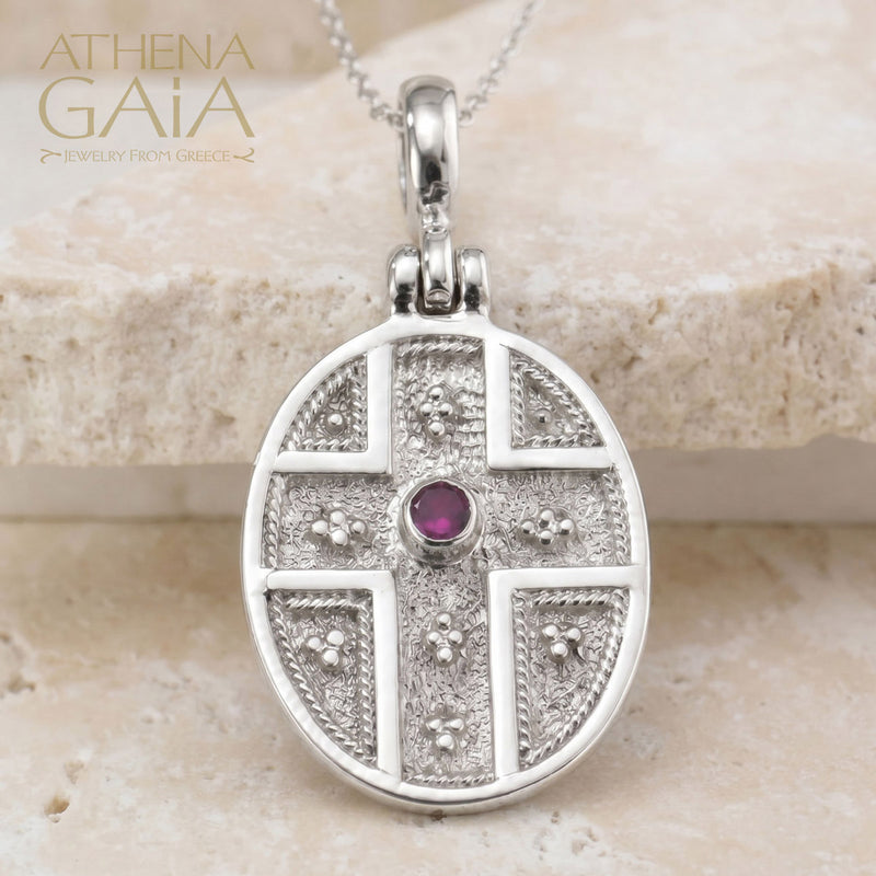 Oval Konstantinata - Sterling Silver - Byzantine Embroidery Konstantinata