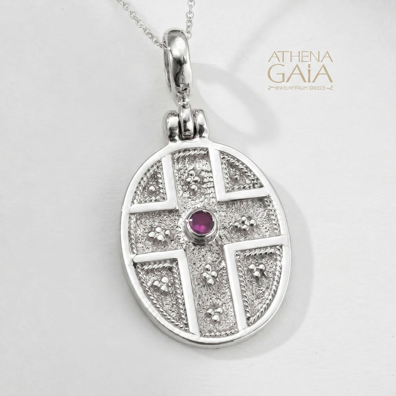 Oval Konstantinata - Sterling Silver - Byzantine Embroidery Konstantinata