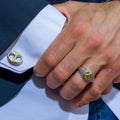 Ancient Athenian Owl Ring - 18k Gold & Sterling Silver - Signet Ring