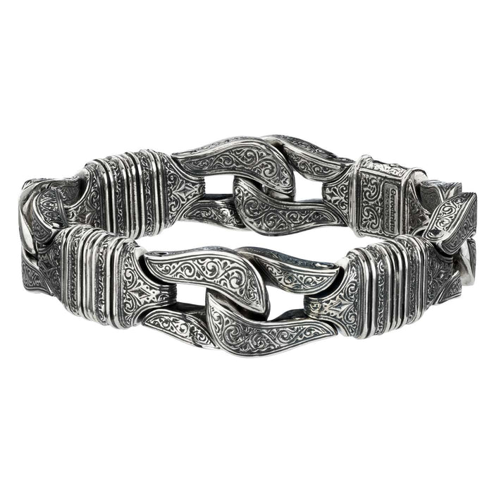 Heavy Silver Knot Link Bracelet