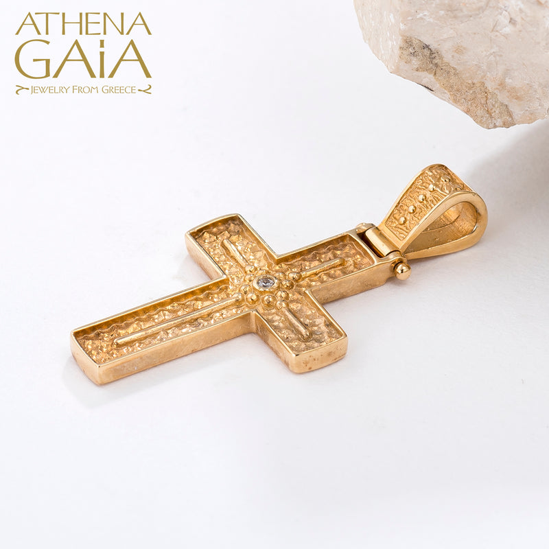 Hammered Cross - 14k Gold - Latin Cross - Greek Cross