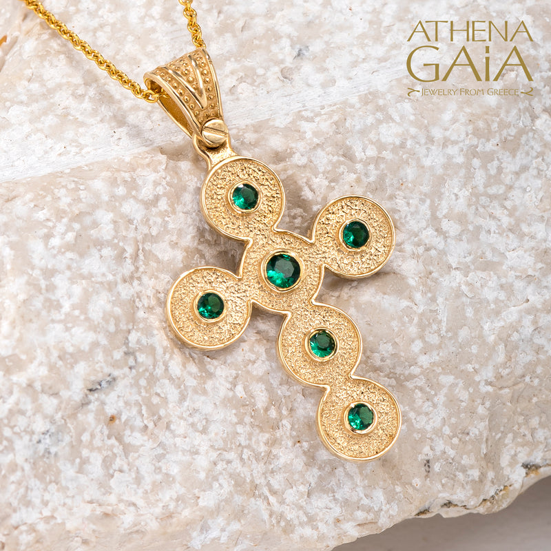 Circles Geometric Cross - 14k Gold - Orthodox Cross