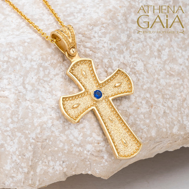 Beaded Western Maltese Cross - 14k Gold - Orthodox Cross