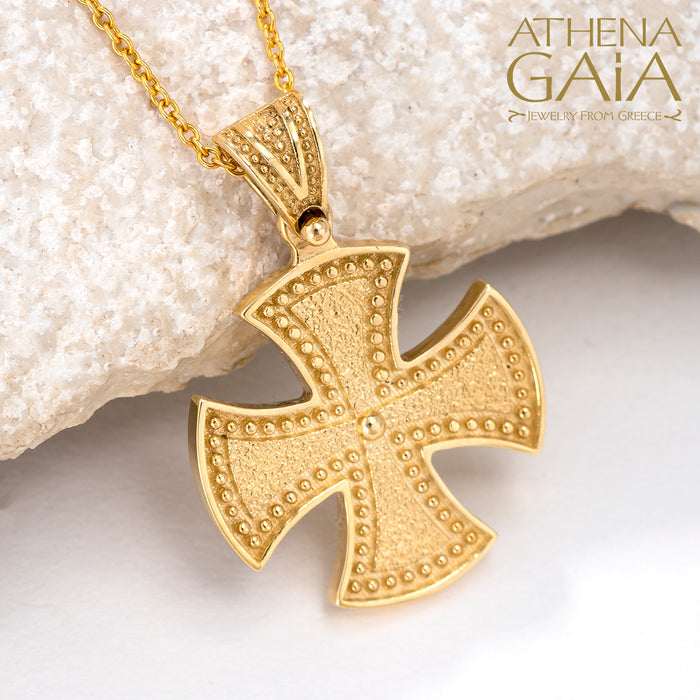 Al'Oro Beaded Maltese Cross