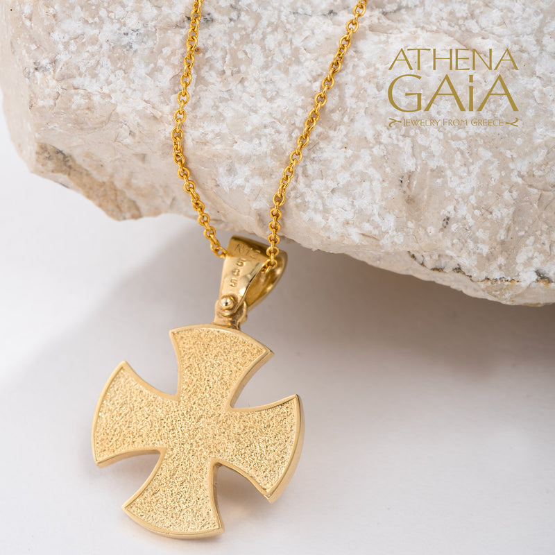 Beaded Maltese Cross - 14k Gold - Greek Cross