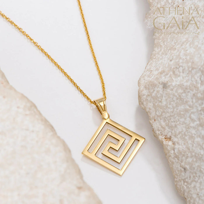 Greek Key Pendant - 14k Gold Pendant