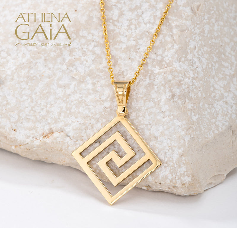 Greek Key Pendant - 14k Gold Pendant