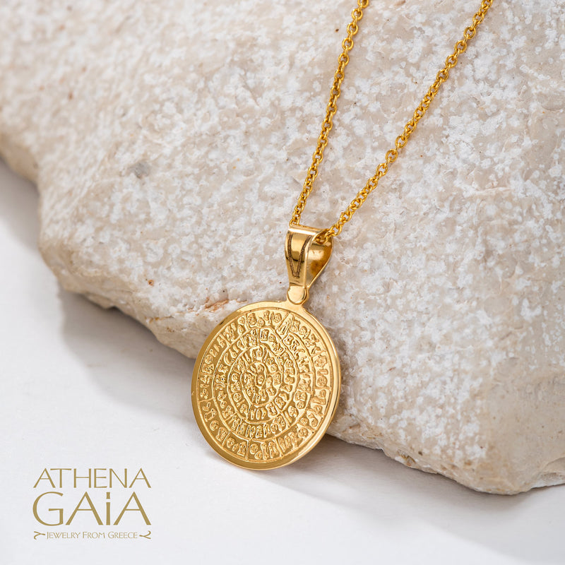 Phaistos Disc Pendant (Small) - 14k Gold Pendant