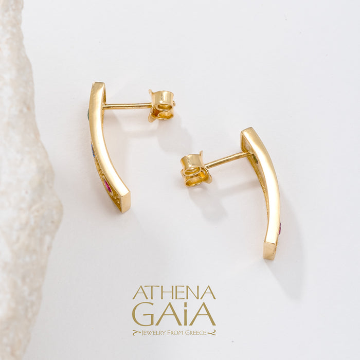 Al'Oro 3 Stone Beaded Earrings