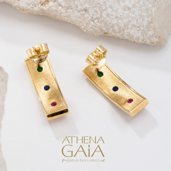 Al'Oro 3 Stone Beaded Earrings