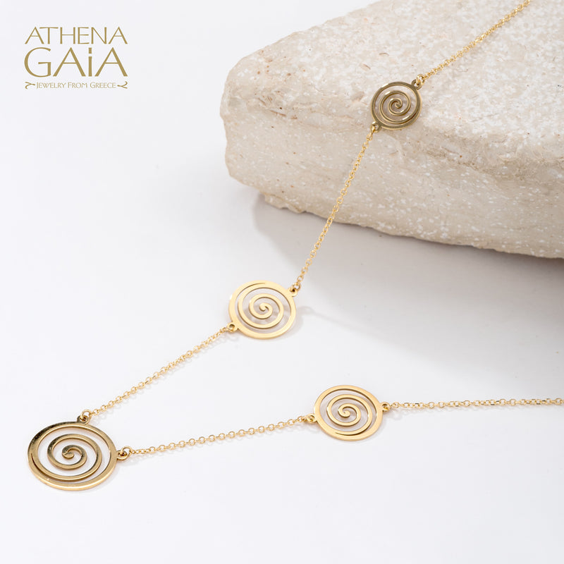 Spirals Necklace - 14k Gold Necklace