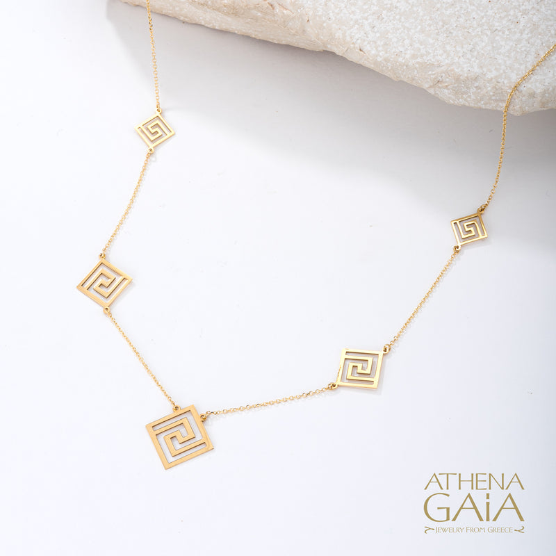 Greek Key Necklace - 14k Gold Necklace