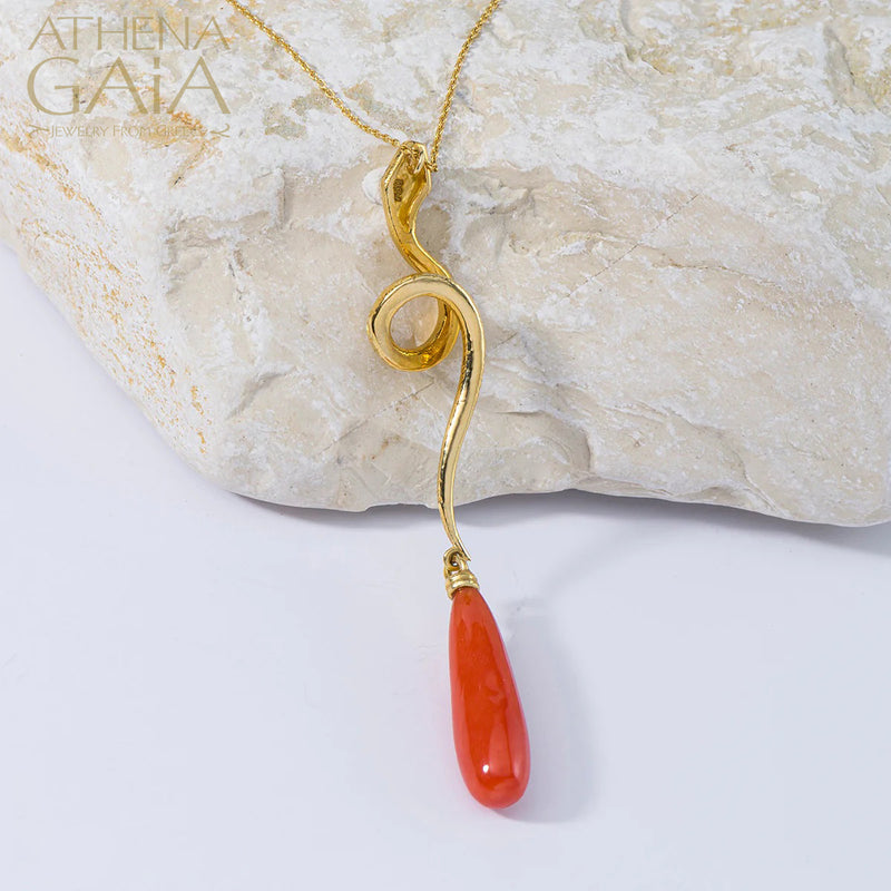 Mythology Snakes Pendant Necklace - 18k Gold Necklace