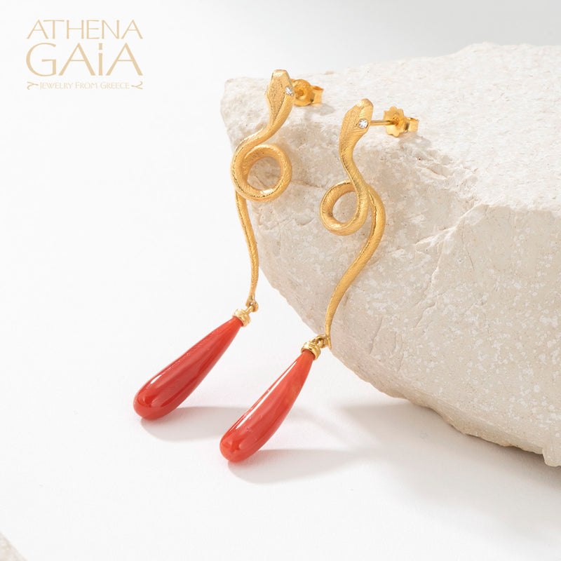 Mythology Snakes Earrings - 18k Gold Earrings - Chandelier Earrings