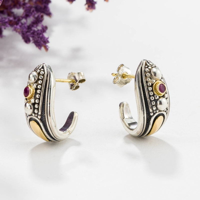 Sparta Half Hoop Earrings - 18k Gold & Sterling Silver - Hoop Earrings