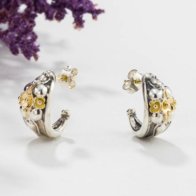 Kassandra Half Earrings - 18k Gold & Sterling Silver - Hoop Earrings